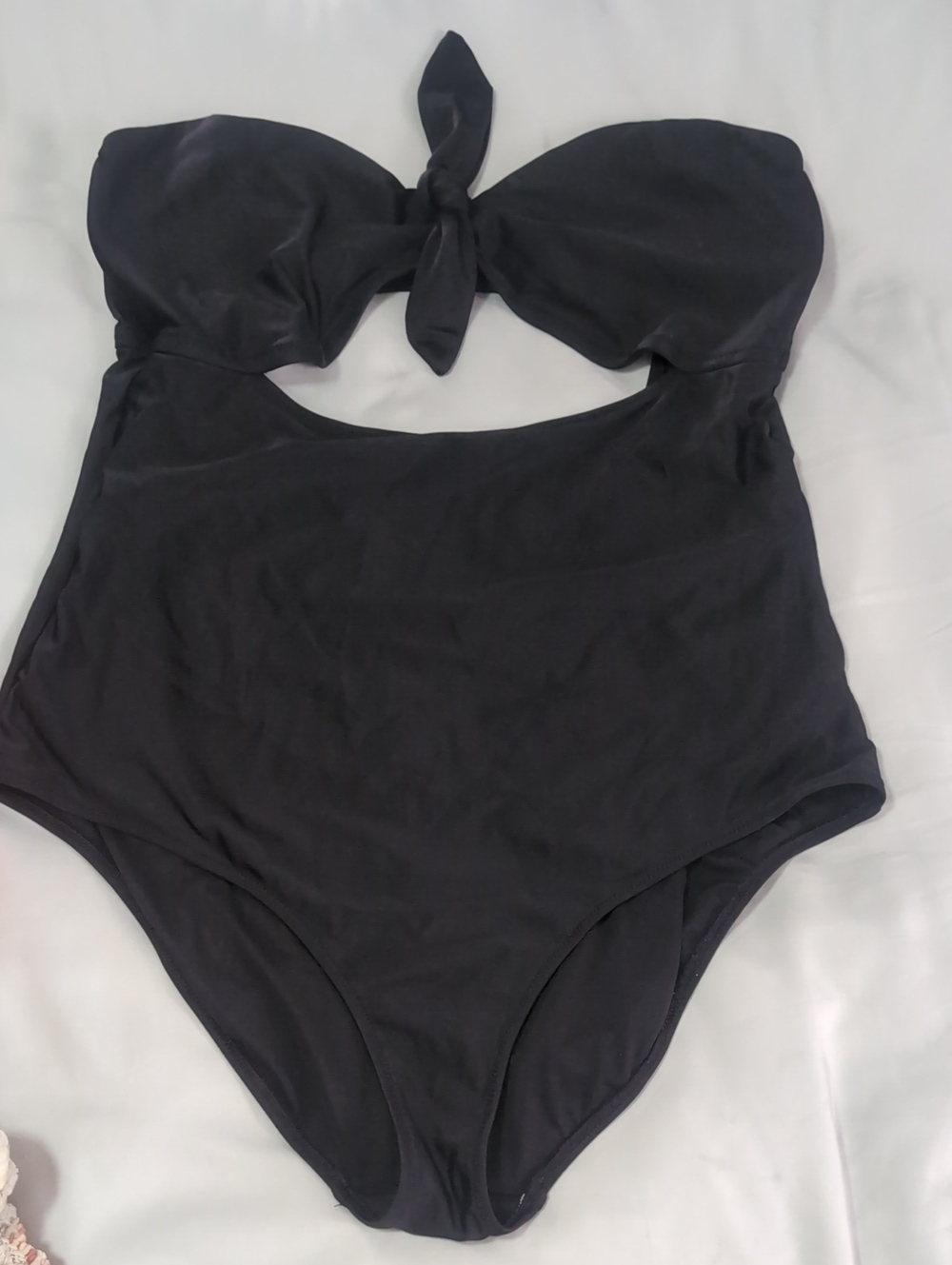 AERIE Black One-Piece Bikini with Front Tie
